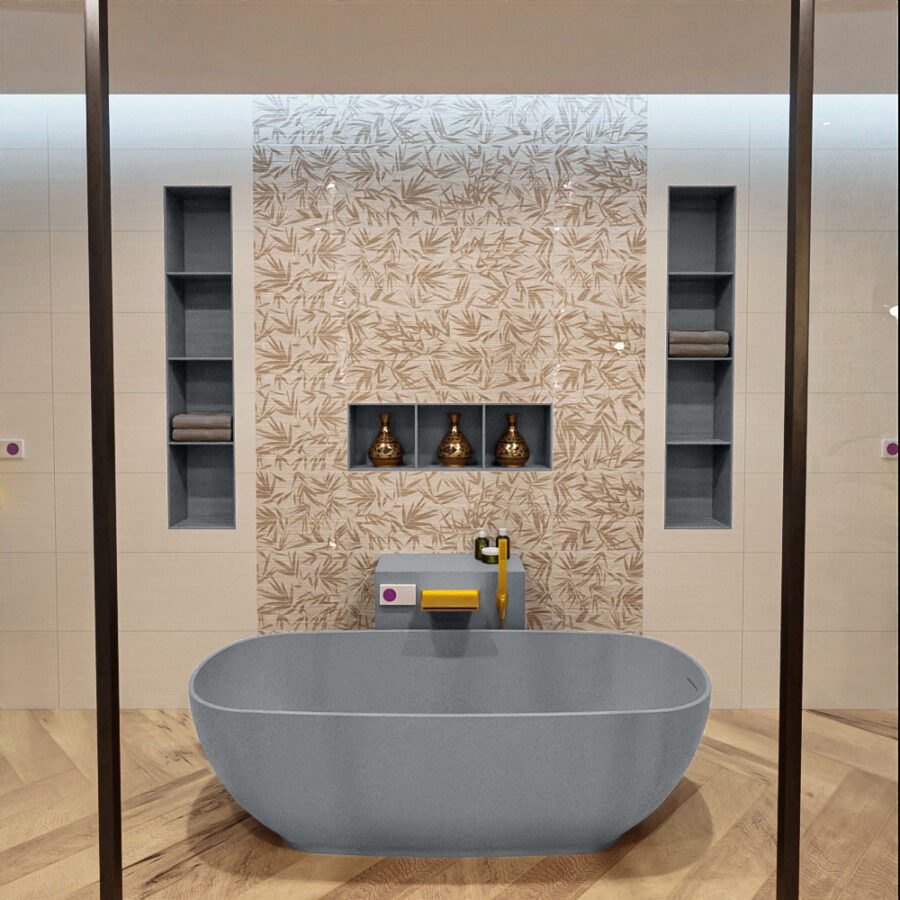 MONDIAZ ROCK vrijstaand bad 170x70cm kleur Plata / Plata - Afbeelding 10