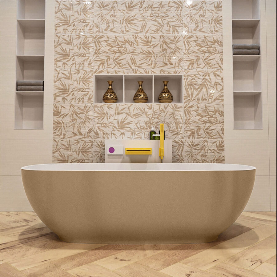 MONDIAZ ROCK vrijstaand bad 170x70cm kleur Oro / Talc - Afbeelding 2
