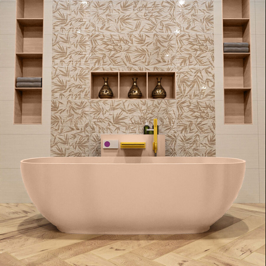 MONDIAZ ROCK vrijstaand bad 170x70cm kleur Rosee / Rosee - Afbeelding 2