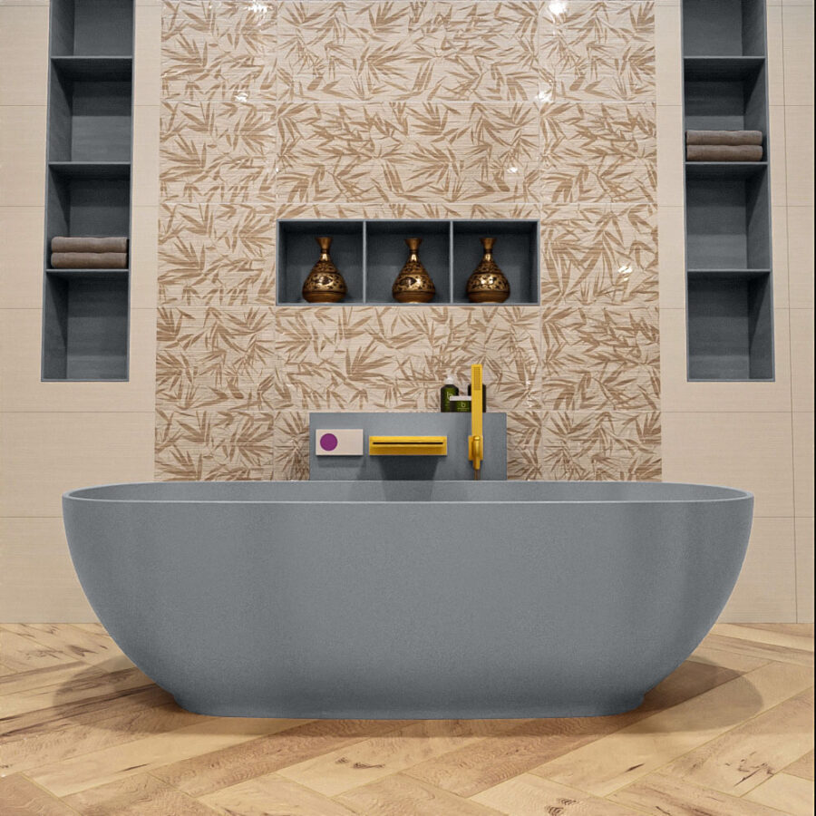MONDIAZ ROCK vrijstaand bad 170x70cm kleur Plata / Plata - Afbeelding 2