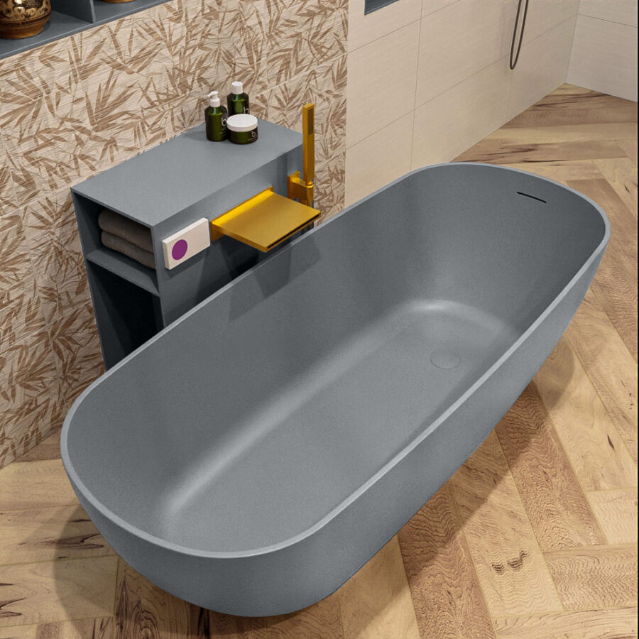 MONDIAZ ROCK vrijstaand bad 170x70cm kleur Plata / Plata - Afbeelding 4