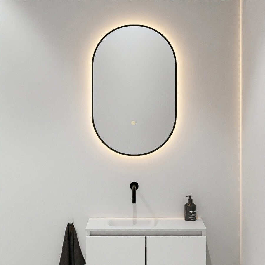 MONDIAZ GLOW spiegel ovaal 45x90cm Urban. Bewegingssensor LED verlichting rondom.