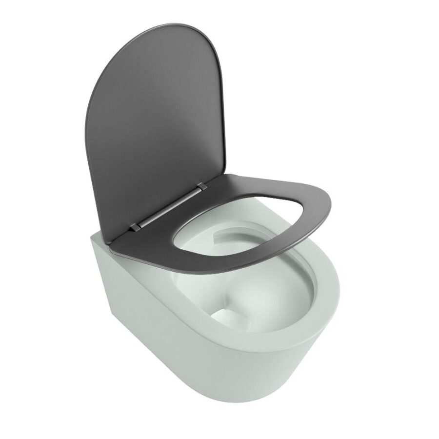 MONDIAZ LAVIE hangend toilet single fire rimless diepspoel Greey. Toiletzitting met quick-release & softclose Dark Grey. - Afbeelding 4