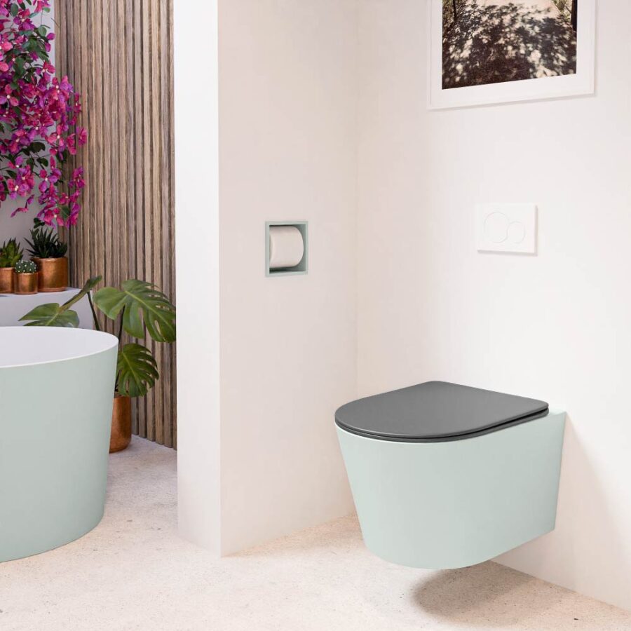 MONDIAZ LAVIE hangend toilet single fire rimless diepspoel Greey. Toiletzitting met quick-release & softclose Dark Grey. - Afbeelding 3