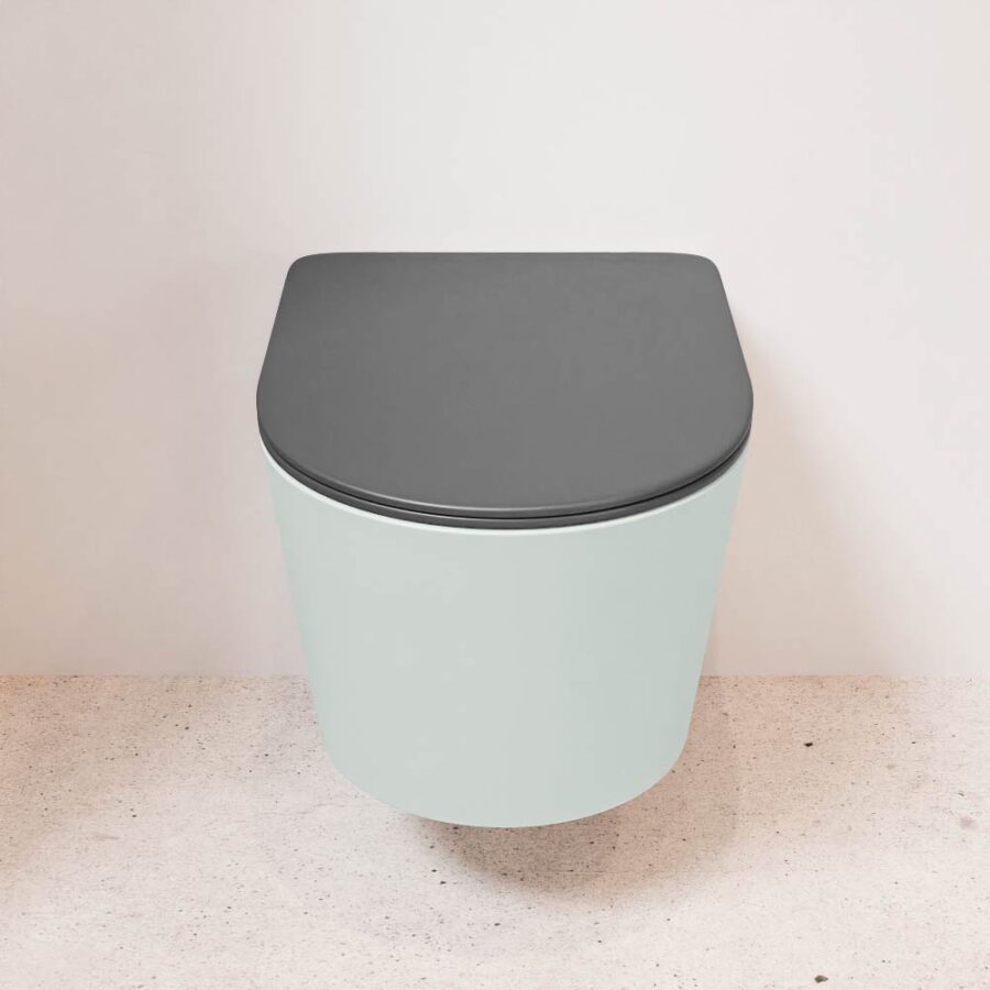 MONDIAZ LAVIE hangend toilet single fire rimless diepspoel Greey. Toiletzitting met quick-release & softclose Dark Grey. - Afbeelding 2