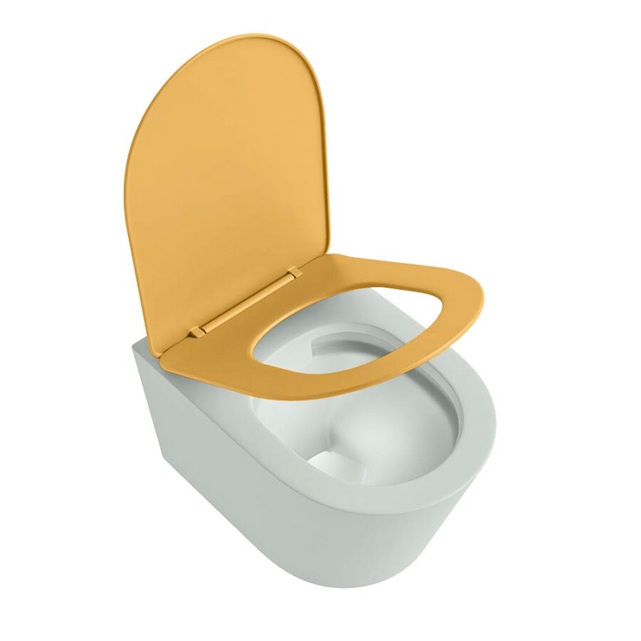 MONDIAZ LAVIE hangend toilet single fire rimless diepspoel Greey. Toiletzitting met quick-release & softclose Ocher. - Afbeelding 4