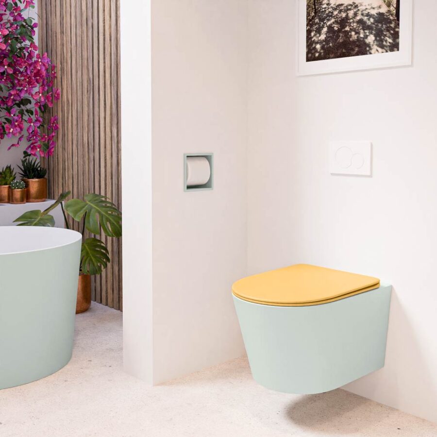 MONDIAZ LAVIE hangend toilet single fire rimless diepspoel Greey. Toiletzitting met quick-release & softclose Ocher. - Afbeelding 3