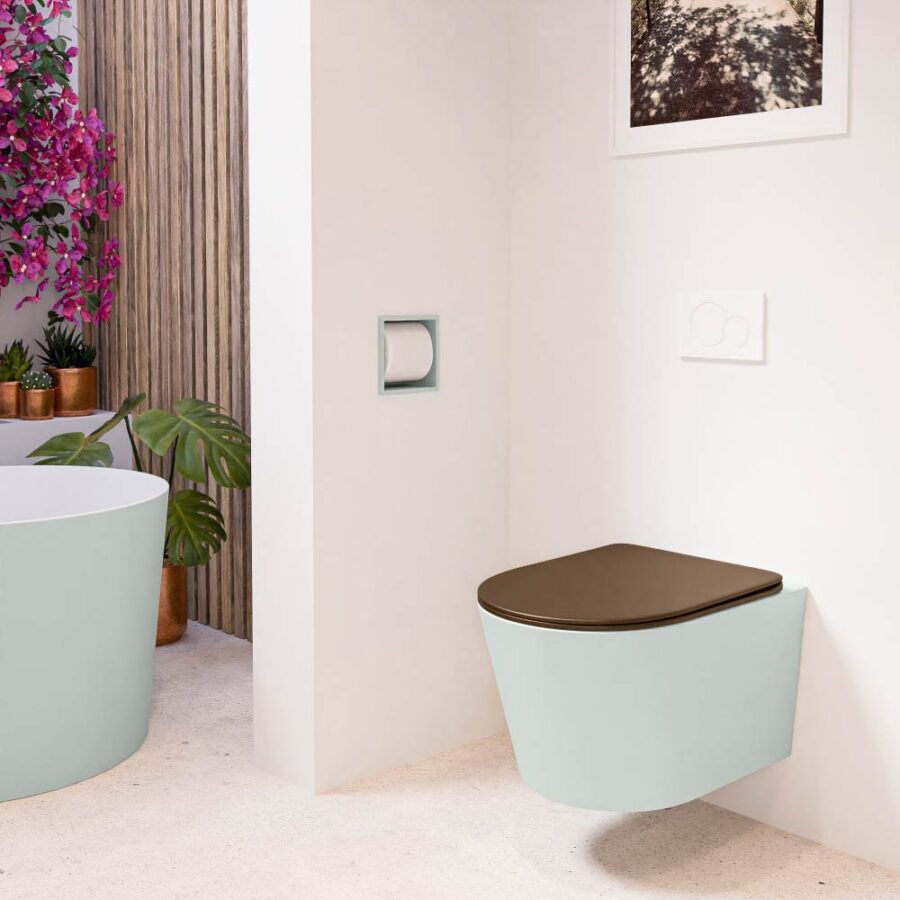 MONDIAZ LAVIE hangend toilet single fire rimless diepspoel Greey. Toiletzitting met quick-release & softclose Rust. - Afbeelding 3