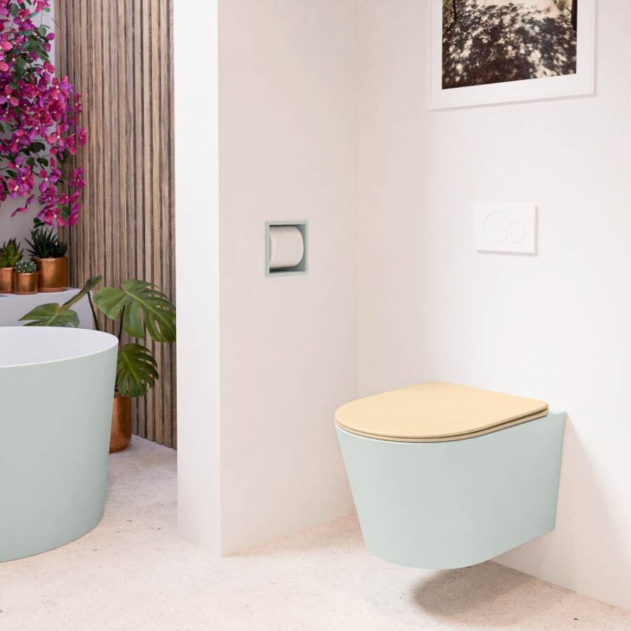 MONDIAZ LAVIE hangend toilet single fire rimless diepspoel Greey. Toiletzitting met quick-release & softclose Sand. - Afbeelding 3