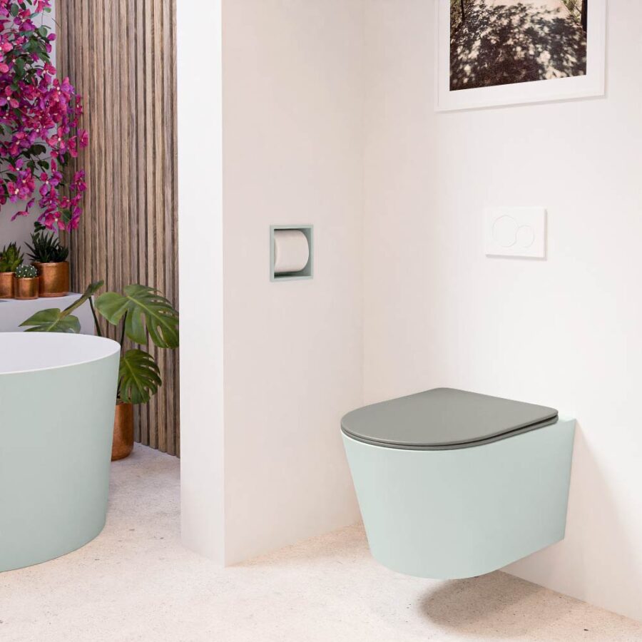 MONDIAZ LAVIE hangend toilet single fire rimless diepspoel Greey. Toiletzitting met quick-release & softclose Smoke. - Afbeelding 3