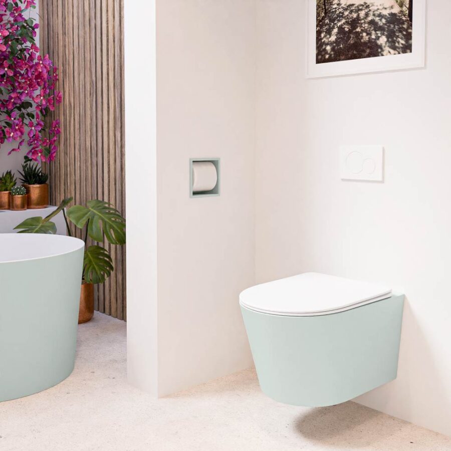 MONDIAZ LAVIE hangend toilet single fire rimless diepspoel Greey. Toiletzitting met quick-release & softclose Talc. - Afbeelding 3