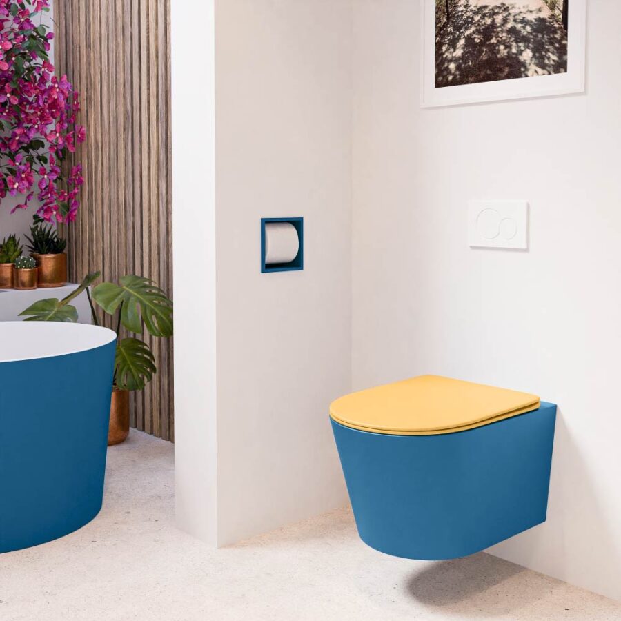 MONDIAZ LAVIE hangend toilet single fire rimless diepspoel Jeans. Toiletzitting met quick-release & softclose Ocher. - Afbeelding 3