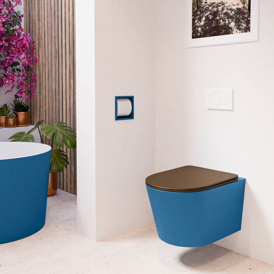 MONDIAZ LAVIE hangend toilet single fire rimless diepspoel Jeans. Toiletzitting met quick-release & softclose Rust. - Afbeelding 3