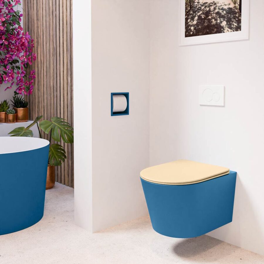 MONDIAZ LAVIE hangend toilet single fire rimless diepspoel Jeans. Toiletzitting met quick-release & softclose Sand. - Afbeelding 3