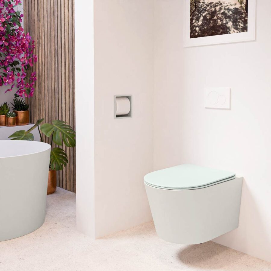 MONDIAZ LAVIE hangend toilet single fire rimless diepspoel Linen. Toiletzitting met quick-release & softclose Greey. - Afbeelding 3