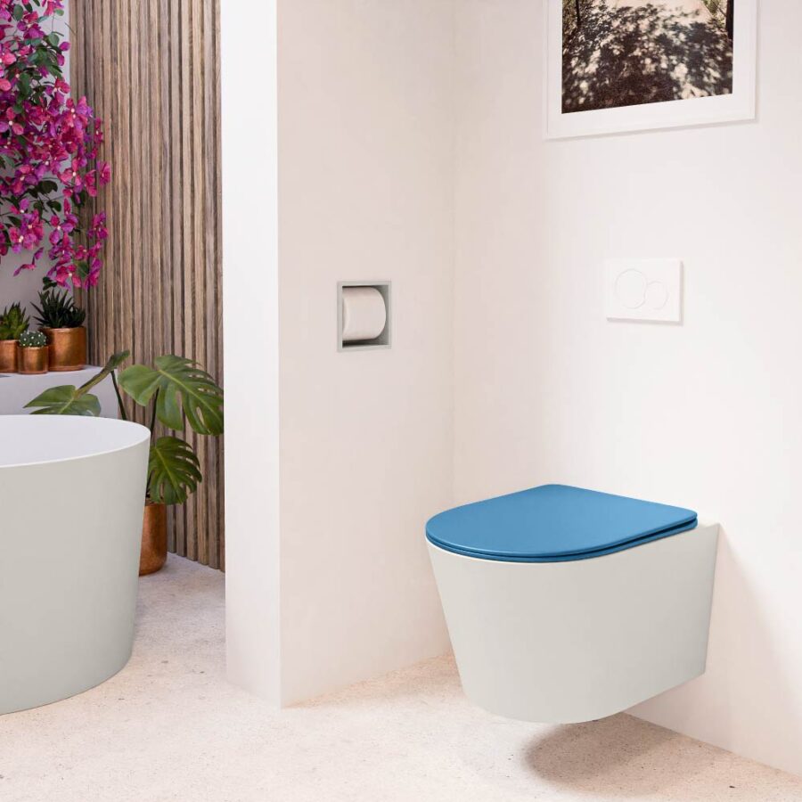 MONDIAZ LAVIE hangend toilet single fire rimless diepspoel Linen. Toiletzitting met quick-release & softclose Jeans. - Afbeelding 3