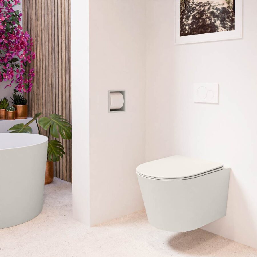 MONDIAZ LAVIE hangend toilet single fire rimless diepspoel Linen. Toiletzitting met quick-release & softclose Linen. - Afbeelding 3