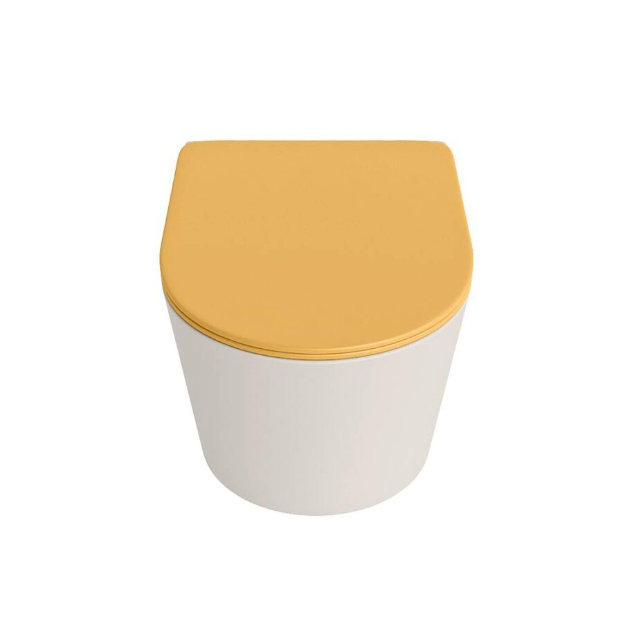 MONDIAZ LAVIE hangend toilet single fire rimless diepspoel Linen. Toiletzitting met quick-release & softclose Ocher. - Afbeelding 6