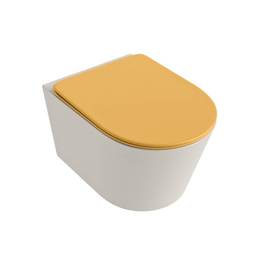MONDIAZ LAVIE hangend toilet single fire rimless diepspoel Linen. Toiletzitting met quick-release & softclose Ocher. - Afbeelding 5
