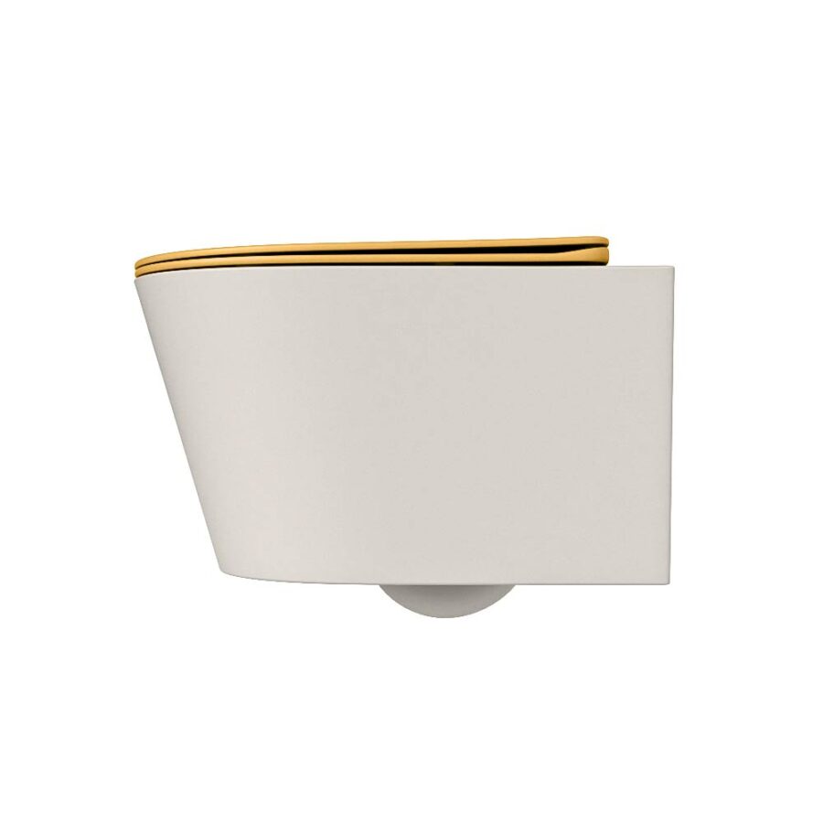 MONDIAZ LAVIE hangend toilet single fire rimless diepspoel Linen. Toiletzitting met quick-release & softclose Ocher. - Afbeelding 8