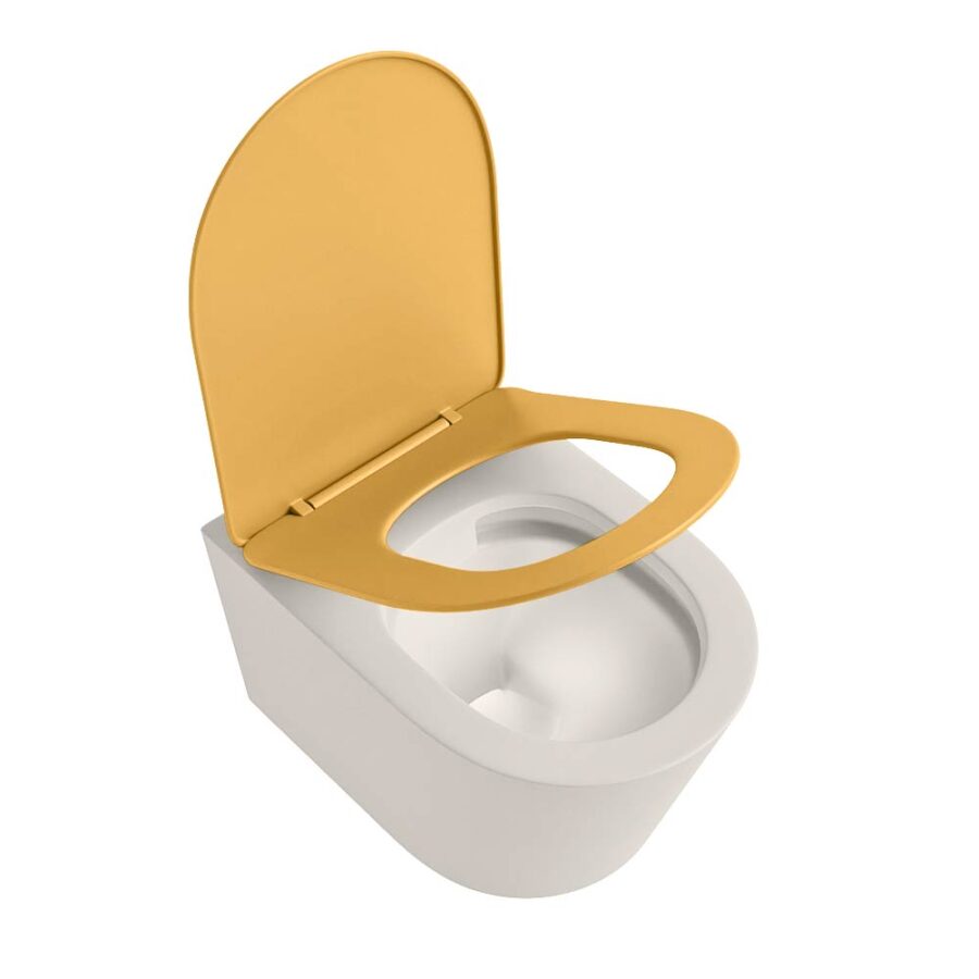 MONDIAZ LAVIE hangend toilet single fire rimless diepspoel Linen. Toiletzitting met quick-release & softclose Ocher. - Afbeelding 4