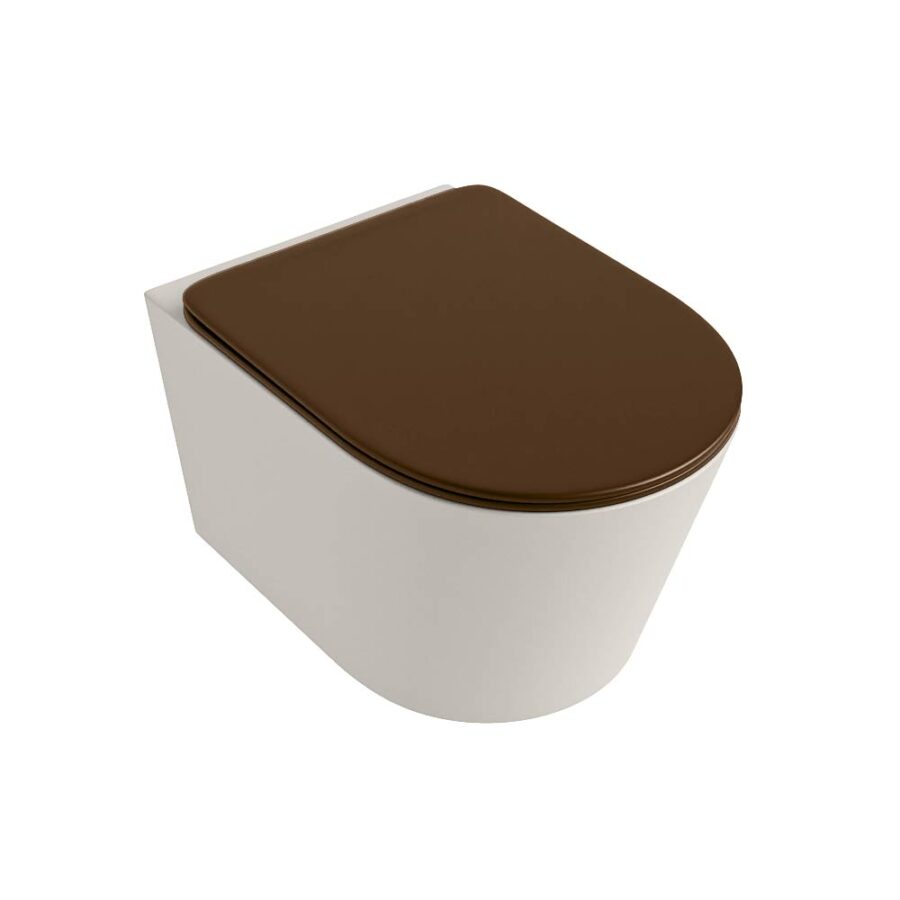MONDIAZ LAVIE hangend toilet single fire rimless diepspoel Linen. Toiletzitting met quick-release & softclose Rust. - Afbeelding 5
