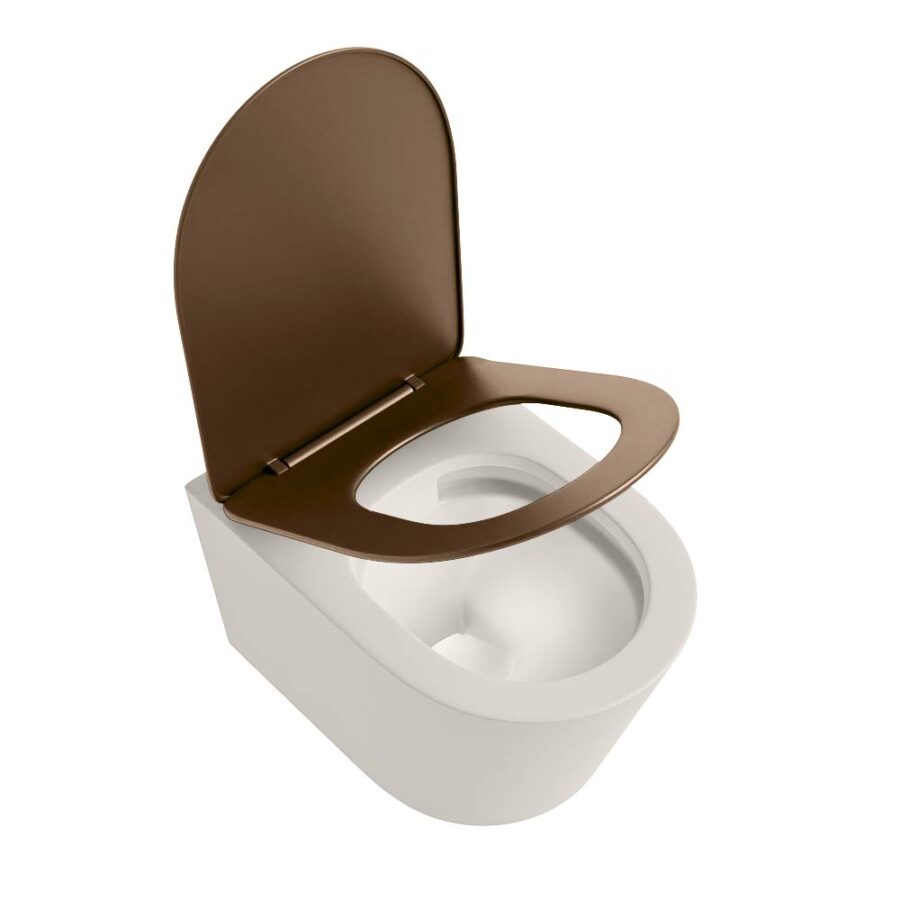 MONDIAZ LAVIE hangend toilet single fire rimless diepspoel Linen. Toiletzitting met quick-release & softclose Rust. - Afbeelding 4
