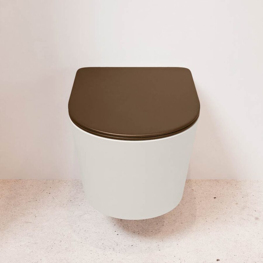 MONDIAZ LAVIE hangend toilet single fire rimless diepspoel Linen. Toiletzitting met quick-release & softclose Rust. - Afbeelding 2