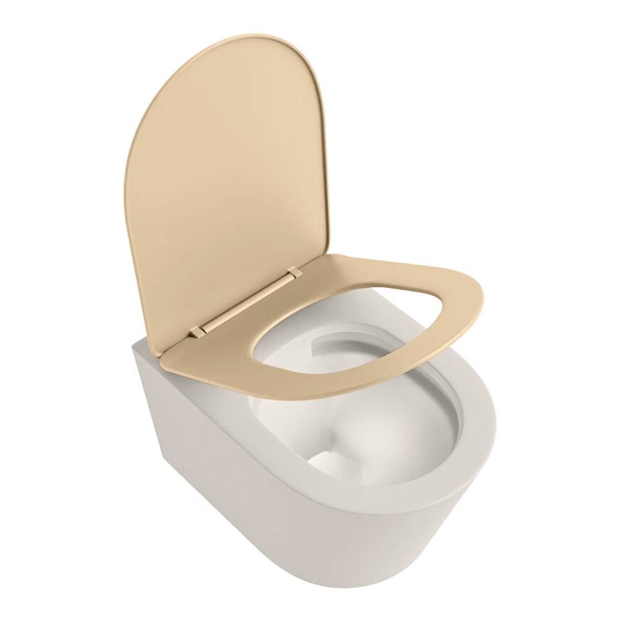 MONDIAZ LAVIE hangend toilet single fire rimless diepspoel Linen. Toiletzitting met quick-release & softclose Sand. - Afbeelding 4
