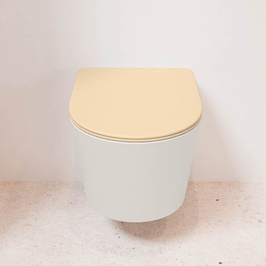 MONDIAZ LAVIE hangend toilet single fire rimless diepspoel Linen. Toiletzitting met quick-release & softclose Sand. - Afbeelding 2
