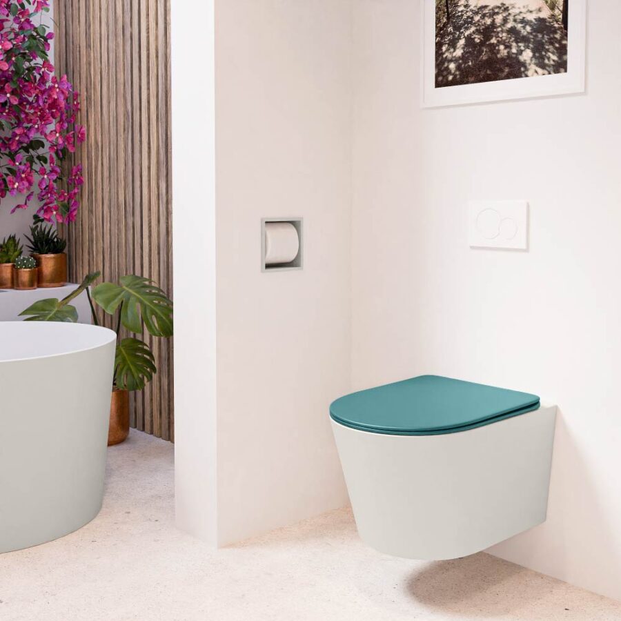 MONDIAZ LAVIE hangend toilet single fire rimless diepspoel Linen. Toiletzitting met quick-release & softclose Smag. - Afbeelding 3
