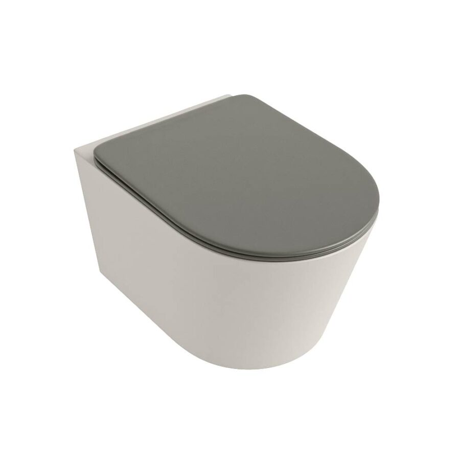 MONDIAZ LAVIE hangend toilet single fire rimless diepspoel Linen. Toiletzitting met quick-release & softclose Smoke. - Afbeelding 5