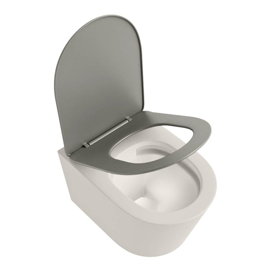 MONDIAZ LAVIE hangend toilet single fire rimless diepspoel Linen. Toiletzitting met quick-release & softclose Smoke. - Afbeelding 4