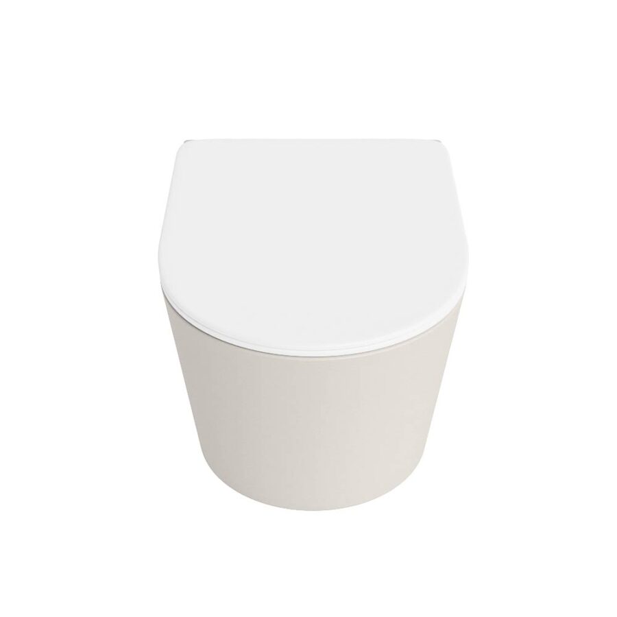 MONDIAZ LAVIE hangend toilet single fire rimless diepspoel Linen. Toiletzitting met quick-release & softclose Talc. - Afbeelding 6