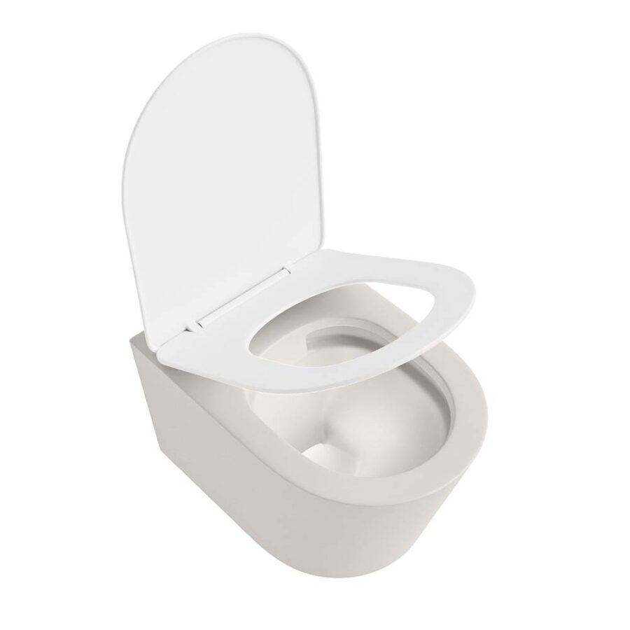 MONDIAZ LAVIE hangend toilet single fire rimless diepspoel Linen. Toiletzitting met quick-release & softclose Talc. - Afbeelding 4