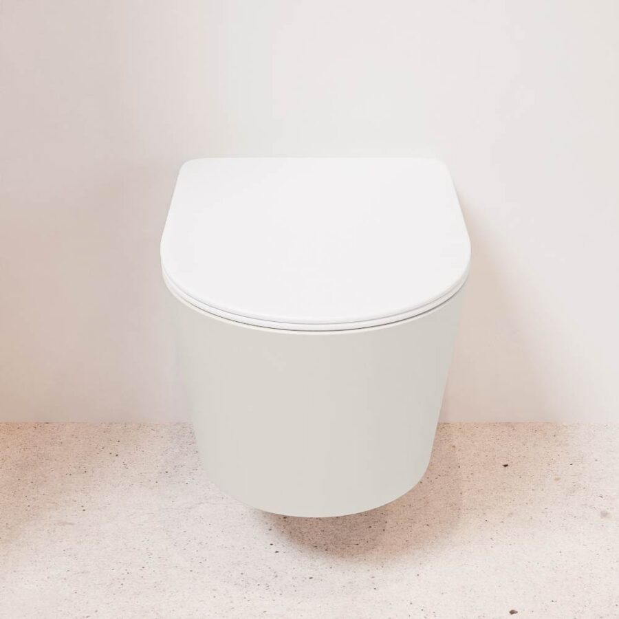 MONDIAZ LAVIE hangend toilet single fire rimless diepspoel Linen. Toiletzitting met quick-release & softclose Talc. - Afbeelding 2