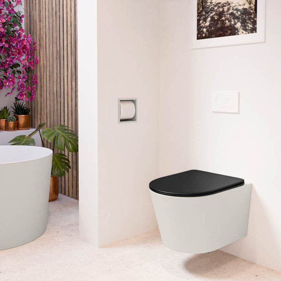 MONDIAZ LAVIE hangend toilet single fire rimless diepspoel Linen. Toiletzitting met quick-release & softclose Urban. - Afbeelding 3