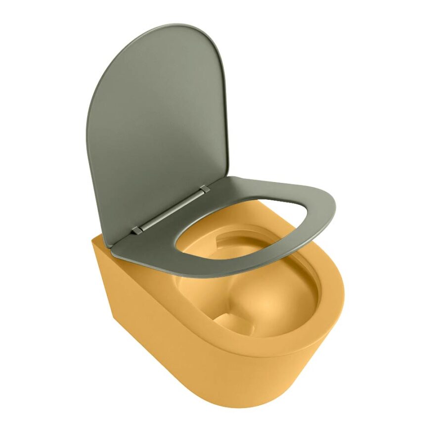 MONDIAZ LAVIE hangend toilet single fire rimless diepspoel Ocher. Toiletzitting met quick-release & softclose Army. - Afbeelding 4