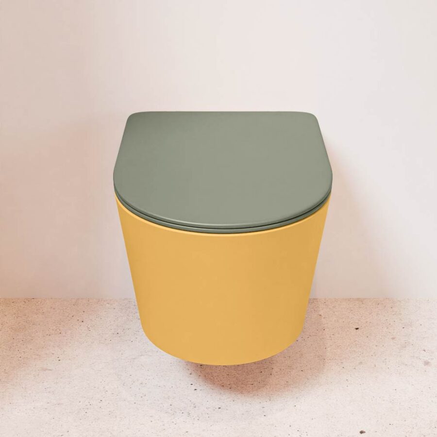 MONDIAZ LAVIE hangend toilet single fire rimless diepspoel Ocher. Toiletzitting met quick-release & softclose Army. - Afbeelding 2