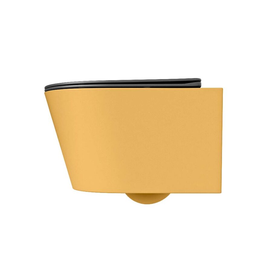 MONDIAZ LAVIE hangend toilet single fire rimless diepspoel Ocher. Toiletzitting met quick-release & softclose Dark Grey. - Afbeelding 8