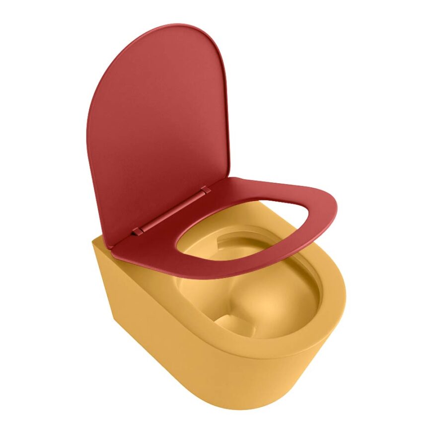 MONDIAZ LAVIE hangend toilet single fire rimless diepspoel Ocher. Toiletzitting met quick-release & softclose Fire. - Afbeelding 4