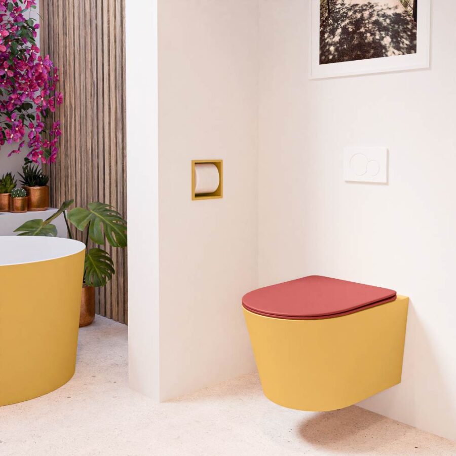 MONDIAZ LAVIE hangend toilet single fire rimless diepspoel Ocher. Toiletzitting met quick-release & softclose Fire. - Afbeelding 3