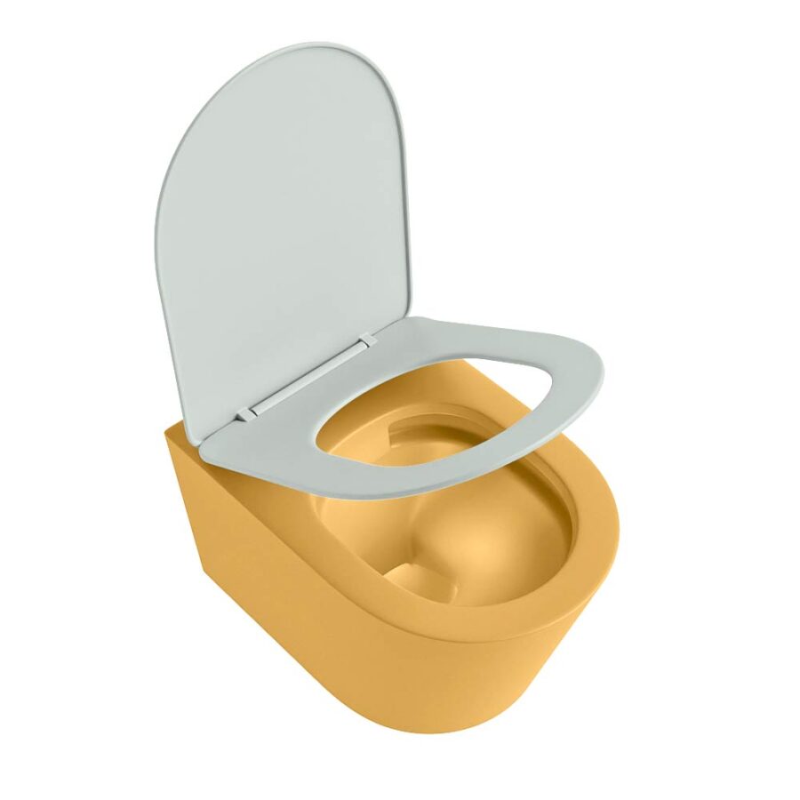 MONDIAZ LAVIE hangend toilet single fire rimless diepspoel Ocher. Toiletzitting met quick-release & softclose Greey. - Afbeelding 4