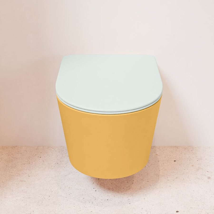 MONDIAZ LAVIE hangend toilet single fire rimless diepspoel Ocher. Toiletzitting met quick-release & softclose Greey. - Afbeelding 2