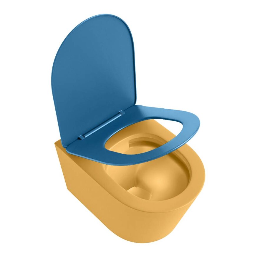 MONDIAZ LAVIE hangend toilet single fire rimless diepspoel Ocher. Toiletzitting met quick-release & softclose Jeans. - Afbeelding 4