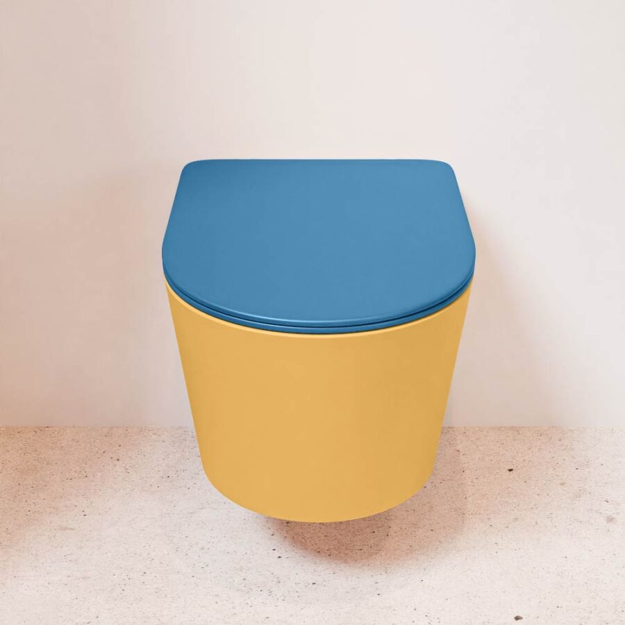 MONDIAZ LAVIE hangend toilet single fire rimless diepspoel Ocher. Toiletzitting met quick-release & softclose Jeans. - Afbeelding 2