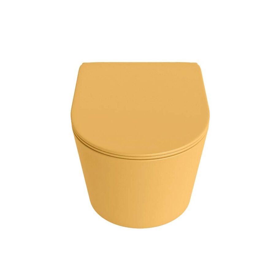 MONDIAZ LAVIE hangend toilet single fire rimless diepspoel Ocher. Toiletzitting met quick-release & softclose Ocher. - Afbeelding 6