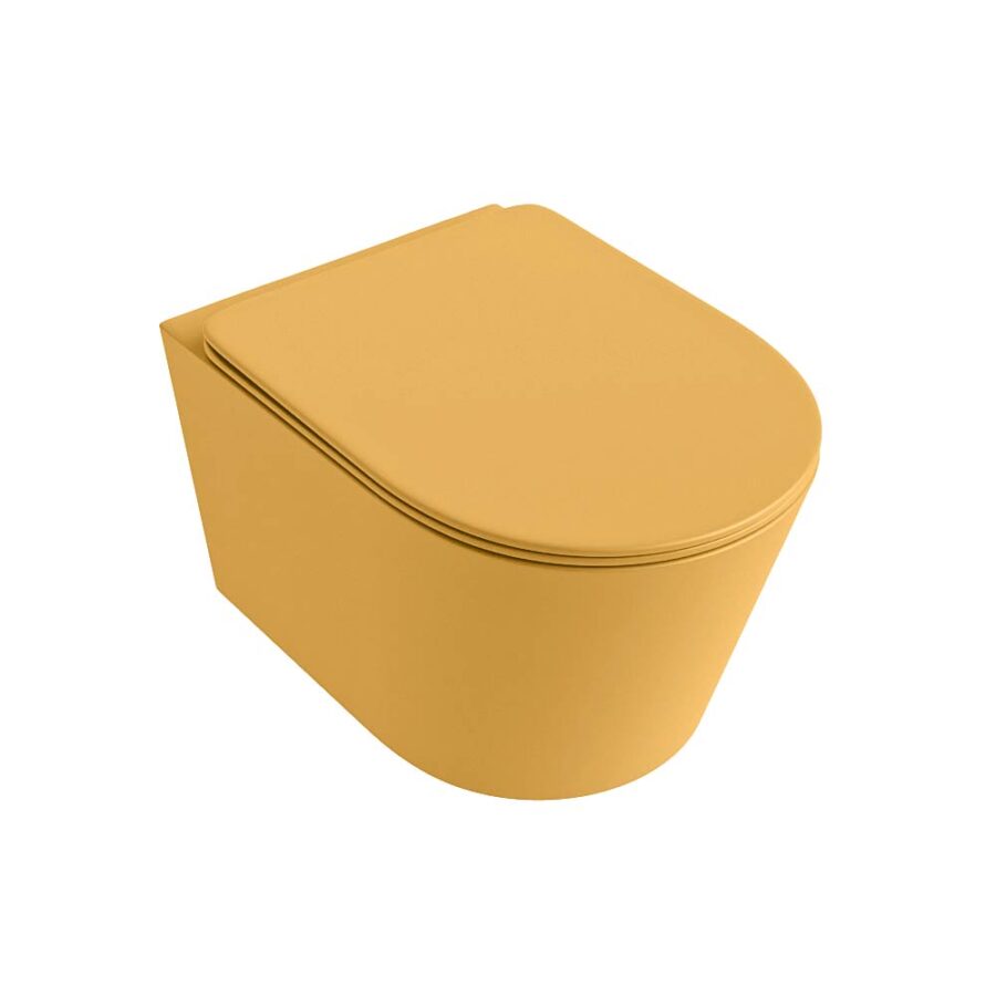 MONDIAZ LAVIE hangend toilet single fire rimless diepspoel Ocher. Toiletzitting met quick-release & softclose Ocher. - Afbeelding 5