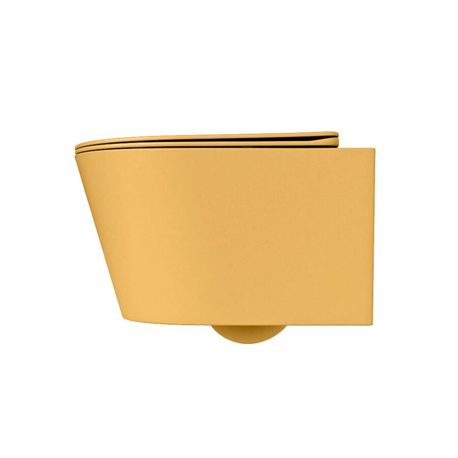 MONDIAZ LAVIE hangend toilet single fire rimless diepspoel Ocher. Toiletzitting met quick-release & softclose Ocher. - Afbeelding 8