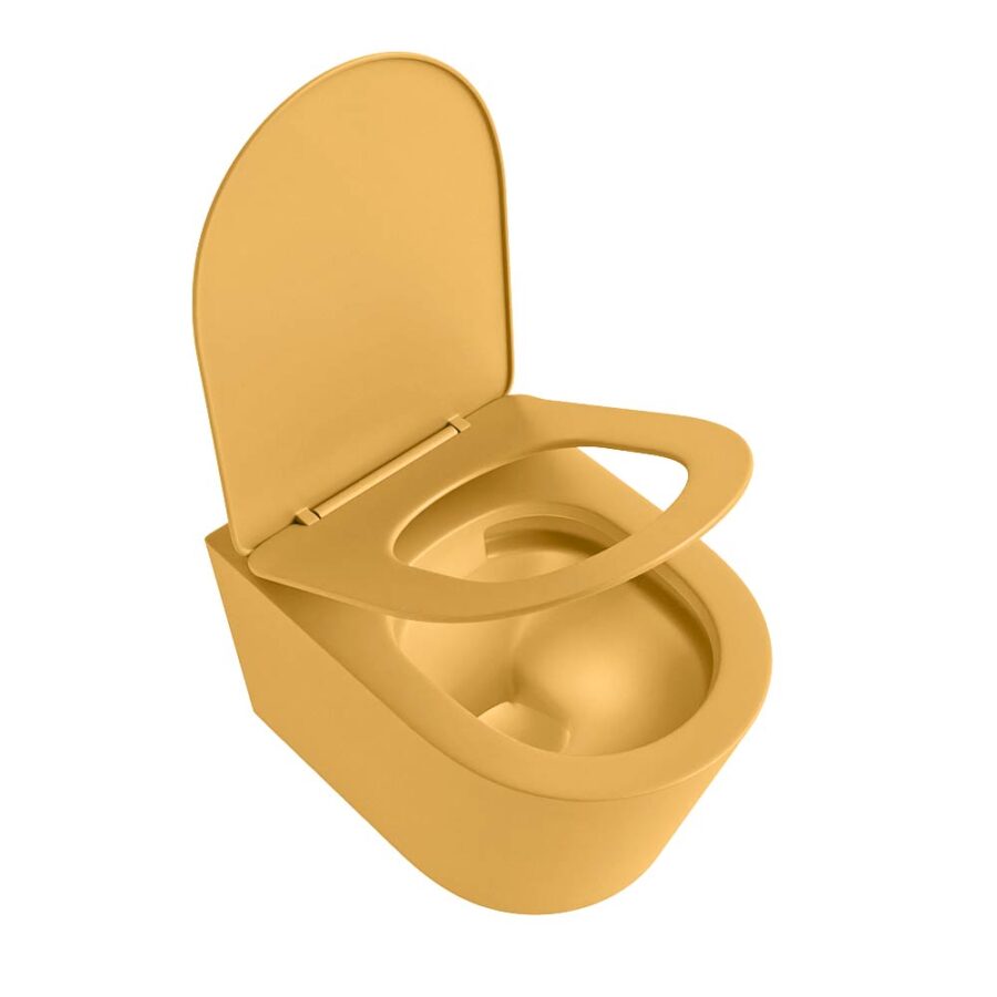 MONDIAZ LAVIE hangend toilet single fire rimless diepspoel Ocher. Toiletzitting met quick-release & softclose Ocher. - Afbeelding 4